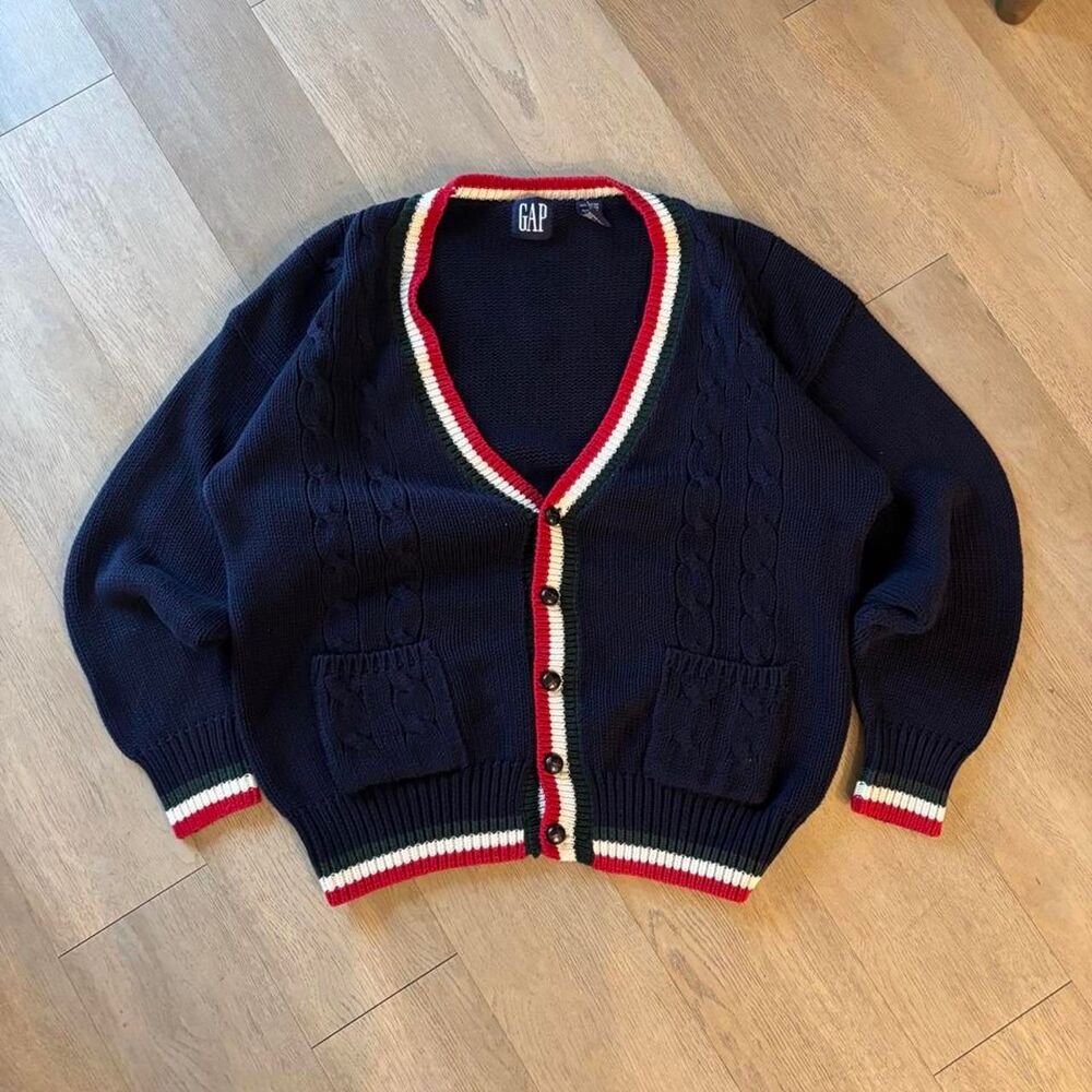 Gap Men's Navy and Blue Cardigan